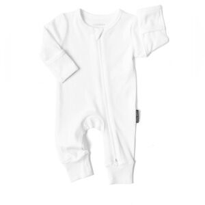 Little Bipsy RIBBED 2-WAY ZIP ROMPER - WHITE